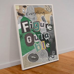 Impresión de "Todo se puede averiguar", impresión artística de papel recortado, póster de letras recortadas, impresión ecológica, impresión de cita, arte mural motivacional, arte de papel reciclado