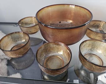 Vintage punch bowl and cup set