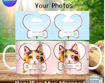 Pet Photo Mug Wrap Canva Template, 11oz 15oz, Memorial Gift (Digital Download)