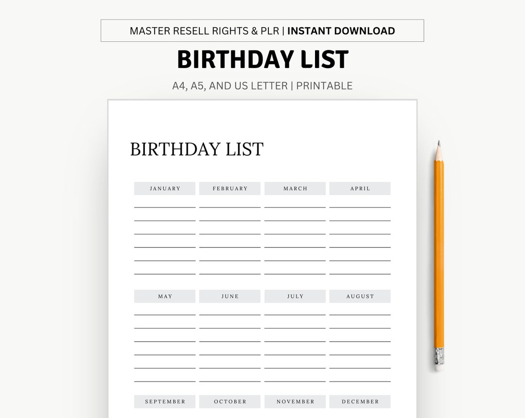Birthday Party Tracker, Birthday Tracker, Printable Birthday Reminder ...