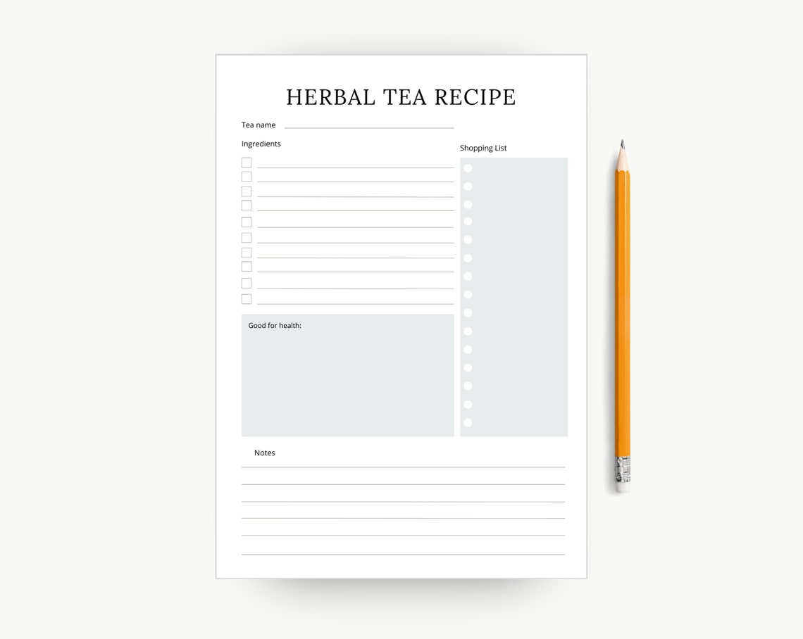 Ultimate Herbal Tea Recipe Printable Planner - Boost Wellness Instantly