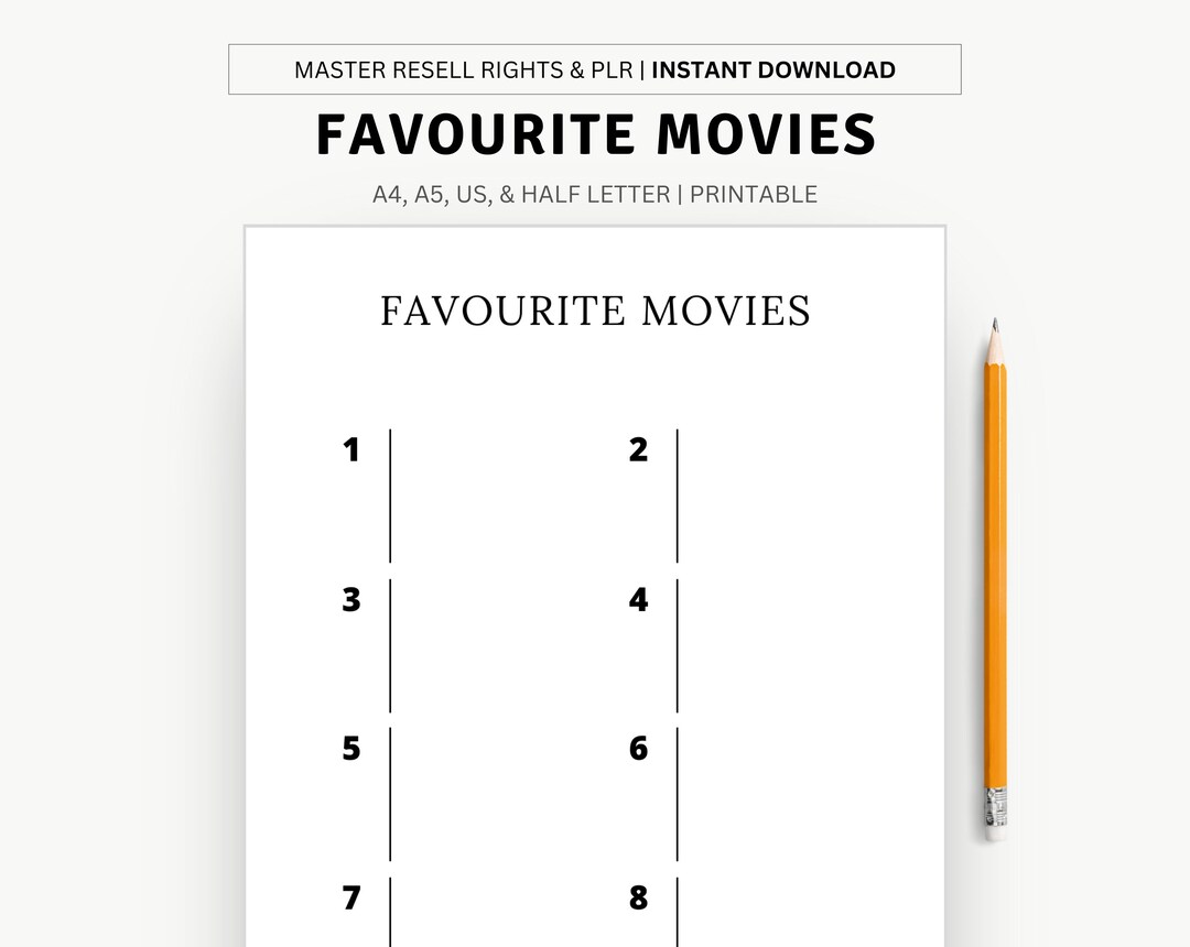 Favourite Movies Printable Planner Page - Organize Your Movie Nights
