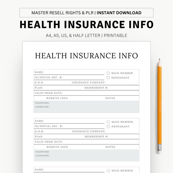 Ultimate Health Insurance Information Printable Planner Page - Stay Organized and Informed!