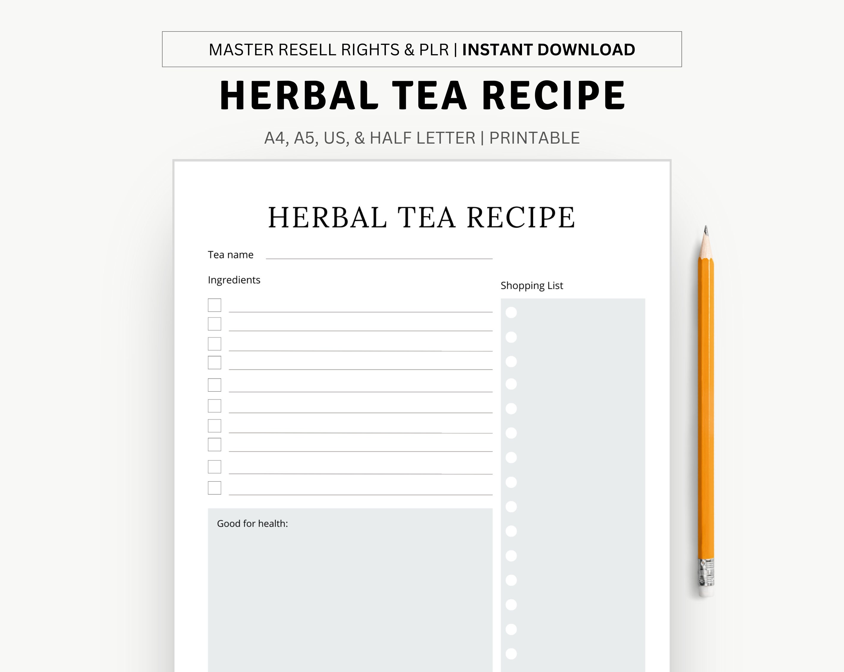 Ultimate Herbal Tea Recipe Printable Planner - Boost Wellness Instantly
