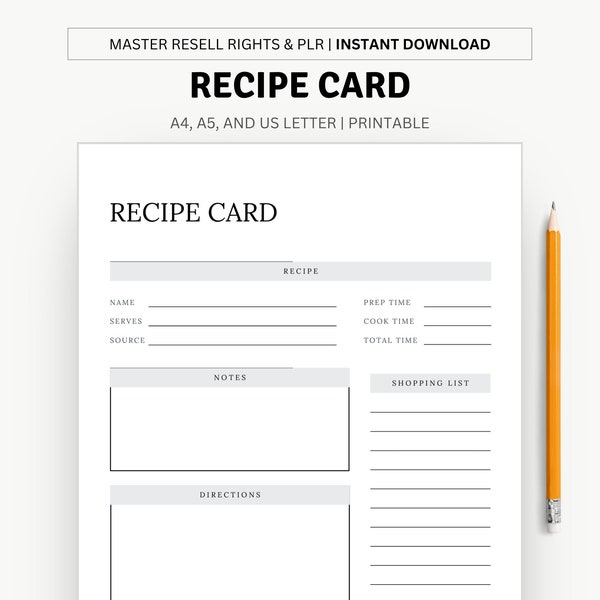 Delicious Recipe Card Printables - Instant Download for Quick Cooking Inspiration