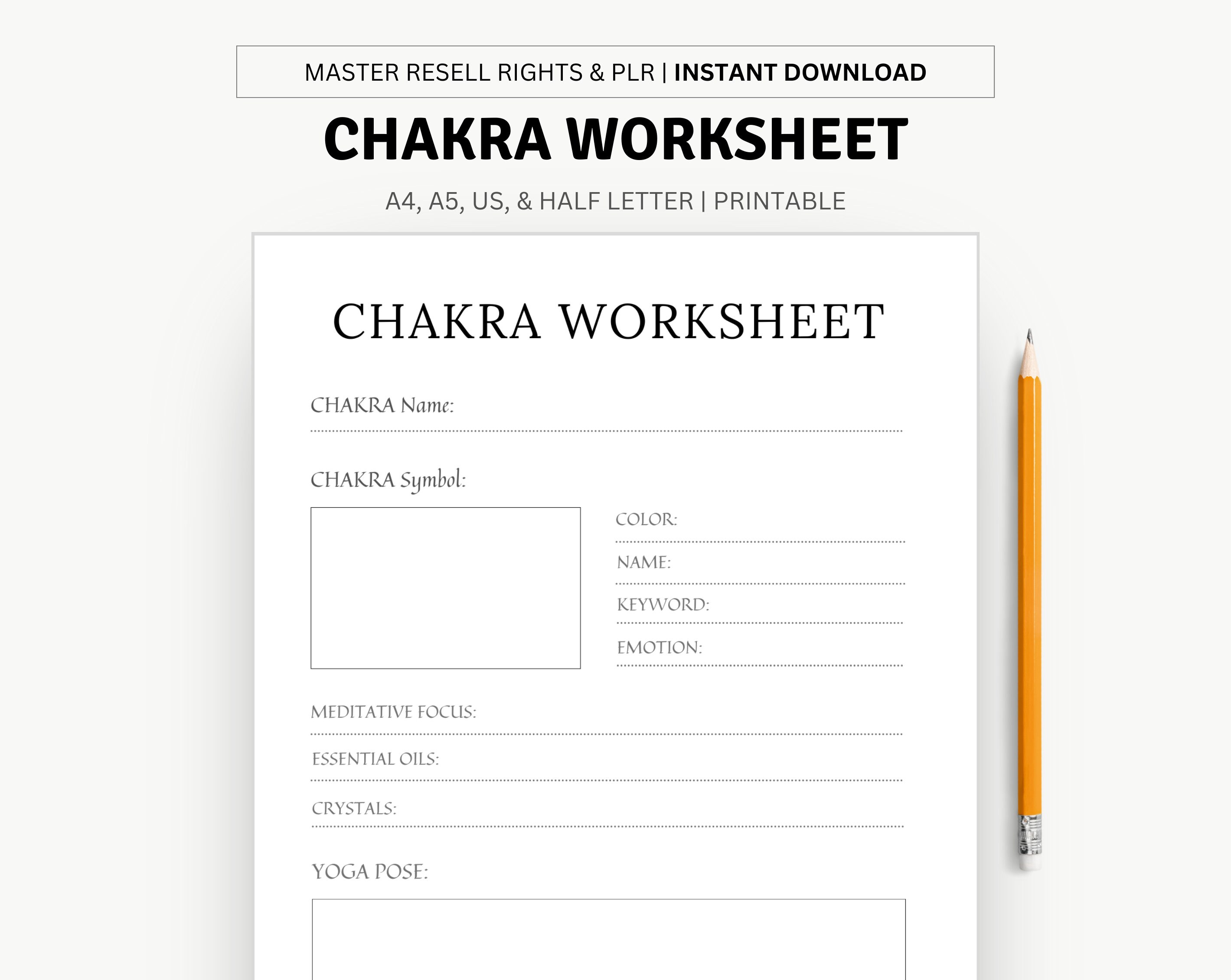 Chakra Worksheet Instant Download Printables - Balance Your Energies ...