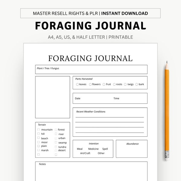 Discover Nature's Treasures with our Printable Foraging Journal Planner - Document, Explore, and Enjoy the Bounty!