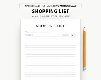 Stylish Shopping List Printable Planner Page, Shopping Planner for Shopping Checklist, Family Shopping, Shopping List Page, Instant Download