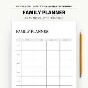 Family Planner Printable Family Schedule Family Organizer Family Calendar Command Center A4 A5 Letter Half Instant Download PDF