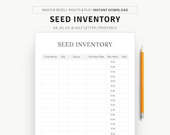 Printable Seed Inventory Tracker, Digital Seed Organizer, Inventory Management Sheet, Garden Inventory, Seed Journal, Instant Download