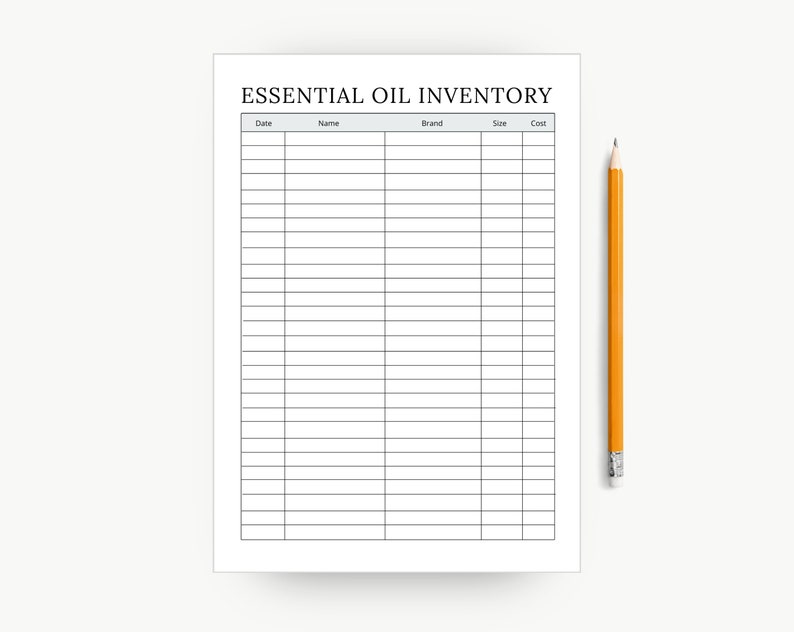 Printable Essential Oil Inventory Tracker, Essential Oils Inventory ...