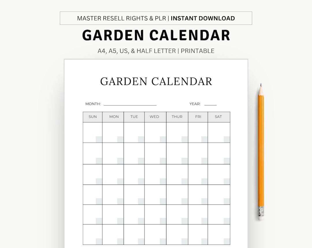 Printable Garden Calendar Planner Page - Organize Your Garden Year - Etsy