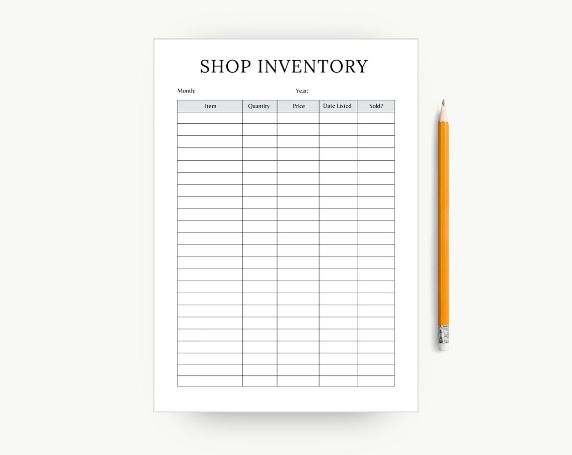 Inventory Tracker, Online Shop Planner, Inventory Management Form ...
