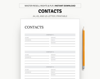 Contacts List Printable - Etsy
