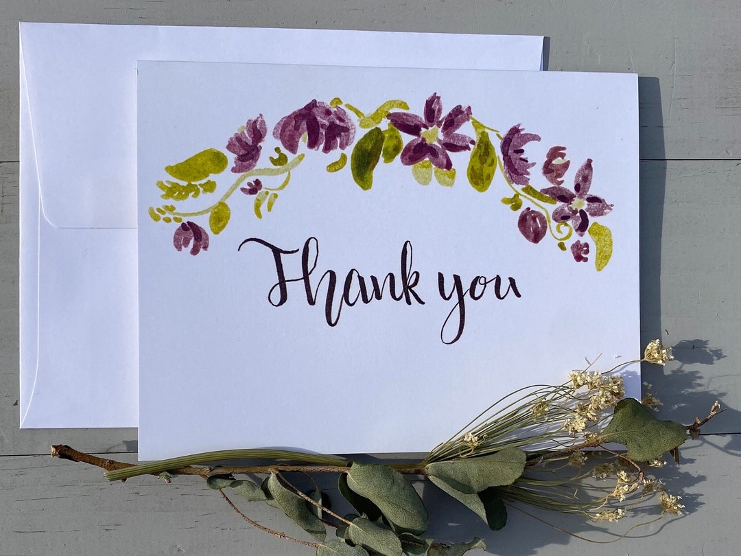 Handmade Thank You Card | Thank You Card With Flowers | Pack of Thank ...