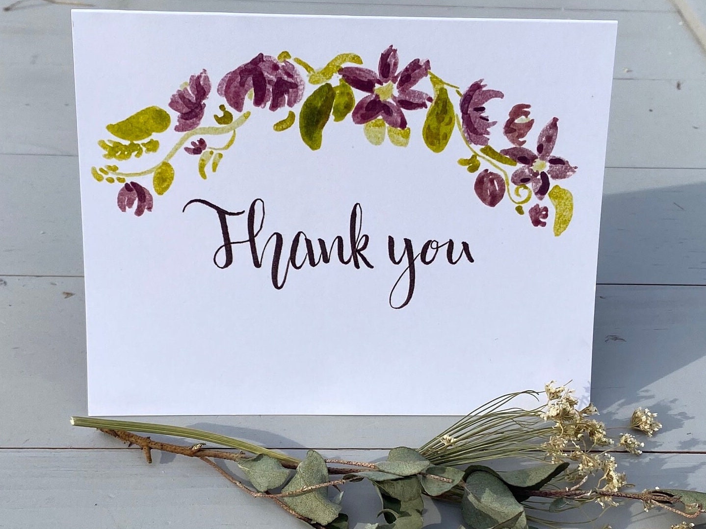 Handmade Thank You Card | Thank You Card With Flowers | Pack of Thank ...