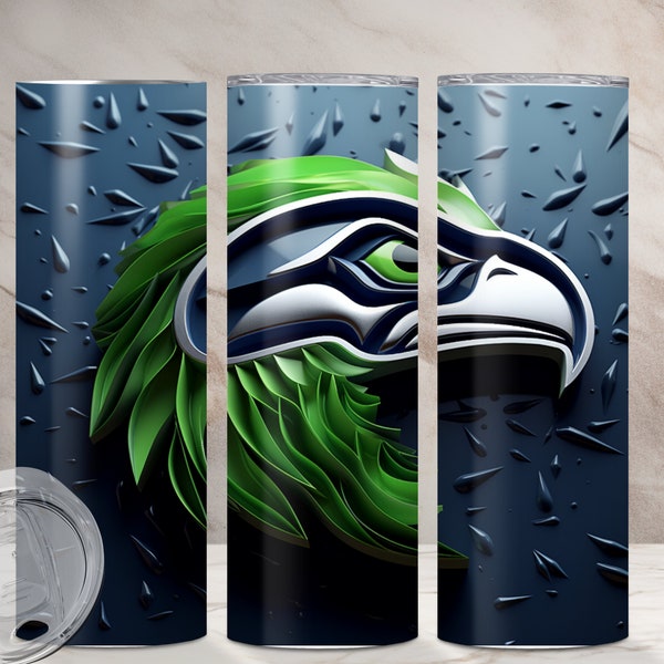 Seahawks Logo Tumbler Wrap PNG, PNG 20oz Skinny, Sublimation Design, Téléchargement numérique, PNG Tumbler Wrap, équipe nfl, Washington, temps de football