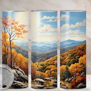 Appalachian Mountain Tumbler Wrap PNG, PNG 20oz Skinny, Sublimation Design, Digital Download, PNG Tumbler Wrap, Nature Scenic, Fall Mountain