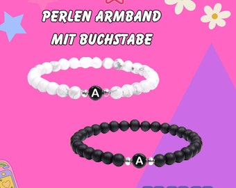 Partnerarmband Perlenarmband Partnerset Couple Geschenk Schwarz Weiß