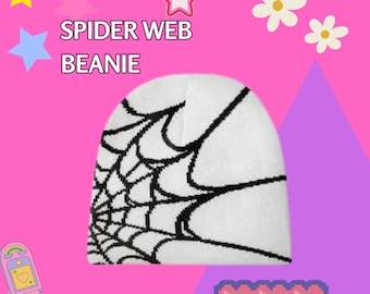 Spinnennetz Beanie Y2K Spinne Mütze Halloween Spider Strickmütze