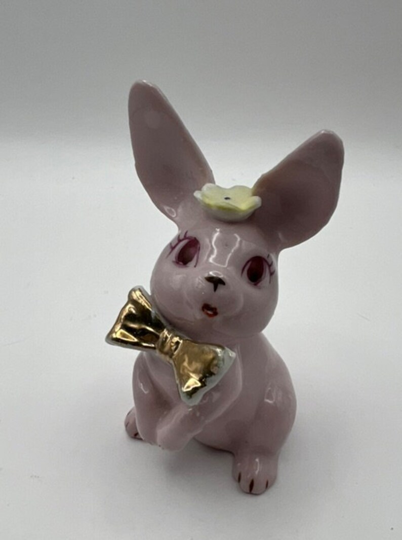 Pink Rabbit Ceramic Tree Pink and Gold Ceramic Vintage Bunny Rabbit - Etsy
