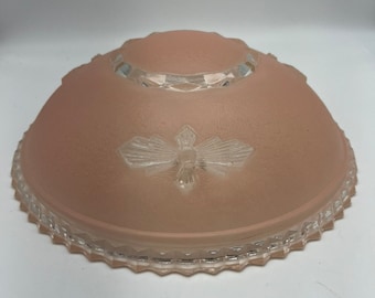 Abat-jour Vintage Verre Rose Et Or Années 30-50 – Diamètre 9, Haut 8 Pouces