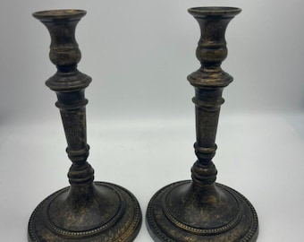 ヴィンテージ真鍮製キャンドルスタンド2個セット - 短い真鍮製