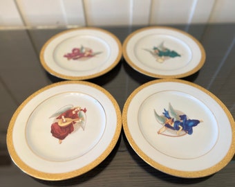 Nikko Fine China Patra Thailand Gold Filigree Angel Plates - Set of 4