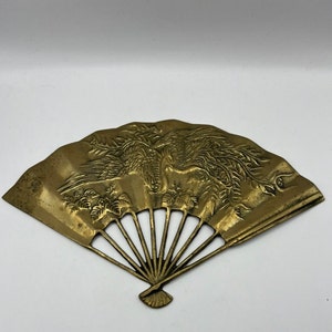Vintage-Handfächer aus massivem Messing im orientalischen Stil