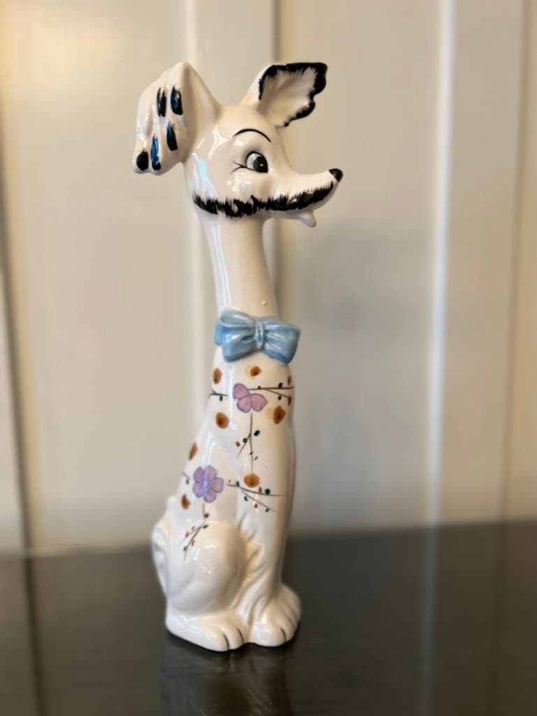 Mid-Century "Wales" Porcelain long neck dog figurine