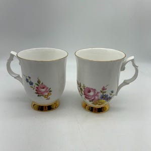 Juego de 2 tazas de té o café de porcelana fina Bluebird vintage