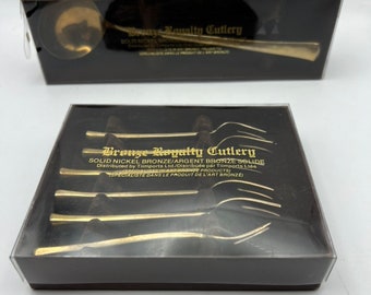 Bronze Royalty Cutlery - Juego de 6 cucharas de bronce macizo y cuchara para servir