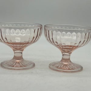 Vintage Pink Depression Glasoptik Custard / Sherbet Tasse - 2er-Set