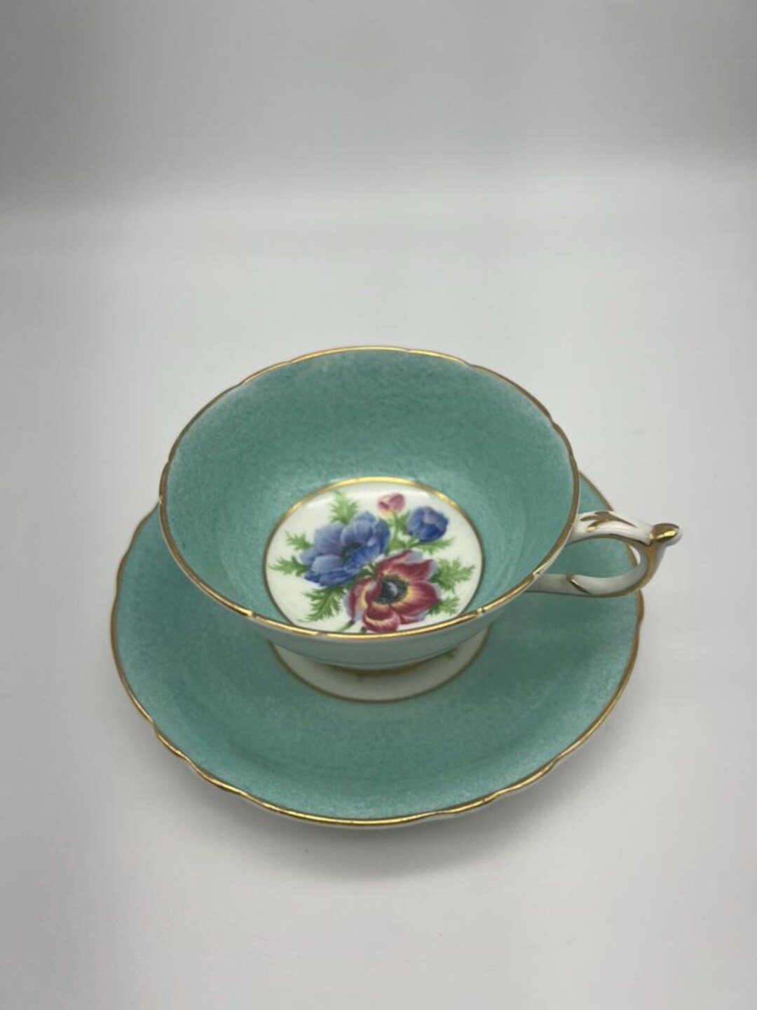 ヴィンテージ パラゴン グリーン ティーカップ＆ソーサー 花柄 - Etsy 日本
