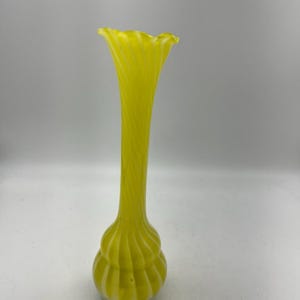 Vintage Altaglass Yellow Striped Fluted  Vase
