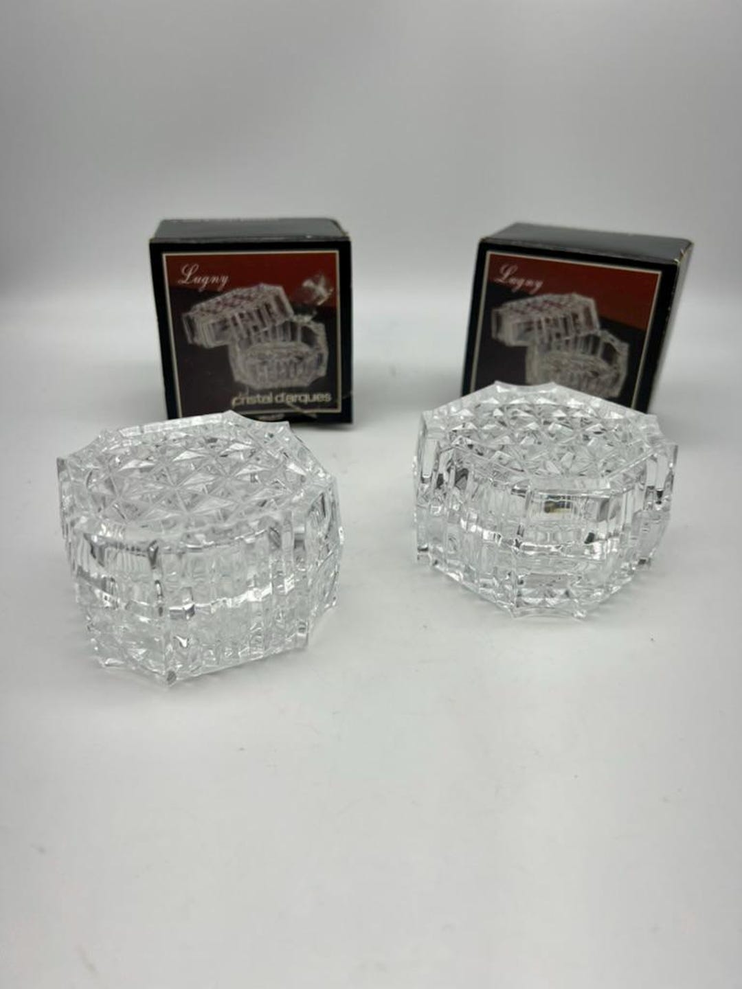 ヴィンテージ Lugny Cristal D'arques 鉛クリスタルガラス 小物入れ