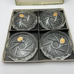 Vintage twaalfhoekige kristallen onderzetters - Pinwheel & Star Design - Set van 4