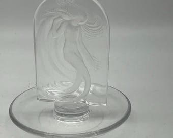 Vintage Signed Lalique Crystal Naiade Ring tray