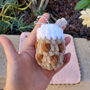 Boba Milk Tea Crochet Plushie Keychain