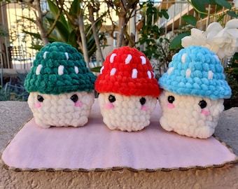 Chunky Mushroom Boy Crochet Plushie Stuffed Animal Amigurumi