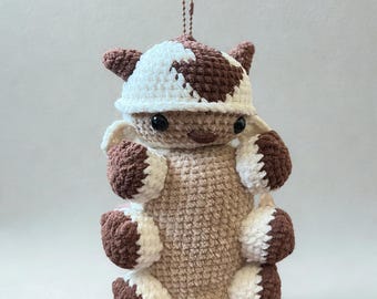 Fluffy Flying Bison Bag Charm – Handmade Plush Accessory