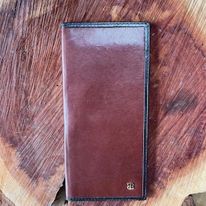 Libretto degli assegni in pelle marrone vintage – Porta carte da uomo – Elegante e classico