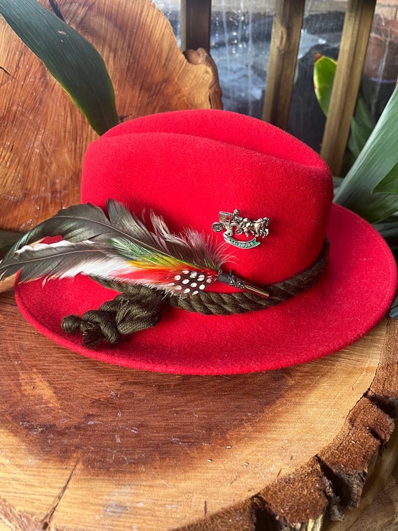 RED Felt Vintage Hat Felt hat (Red) F-hat07 – NURBU INC main image 4