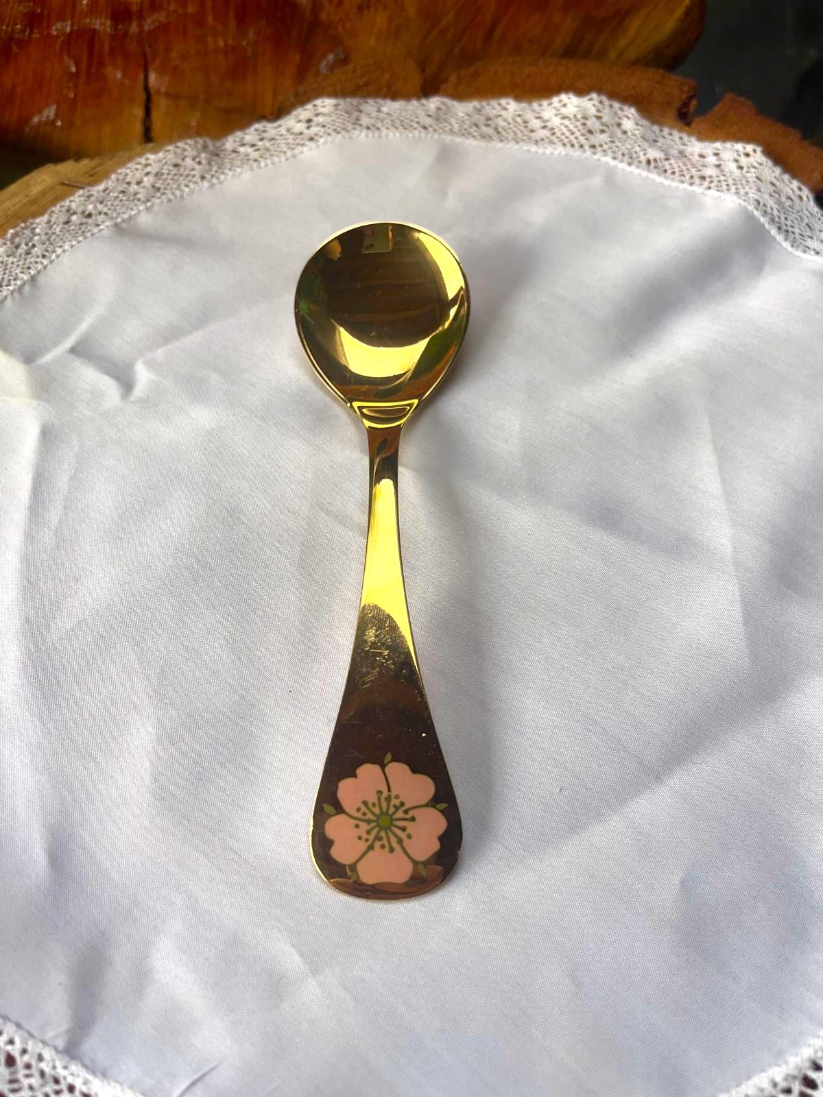 Georg Jensen Annual Spoon 1976 - Silver Gilt With Enamel - Vintage