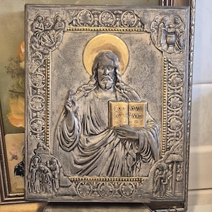 Vintage &quot;The Sacred Heart Of Jesus&quot; Altar Plaque - Christian - Religious Home Altars - Religious Home - Home Altar - Jesus - God Almighty