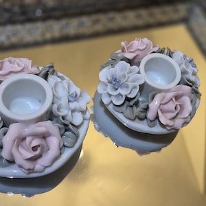 Beautiful Vintage Bone China Candle Stick Holders - 1960s - Floral China - Vintage Home Decor - Vintage Bone China - Candle Holder
