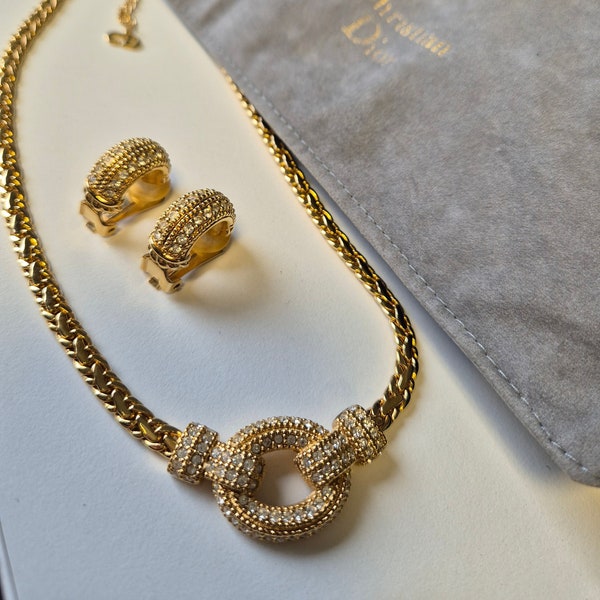 Vintage Christian Dior Gold Plated Knot Necklace - Earrings - 1980s - RARE - Vintage Dior - MINT Condition