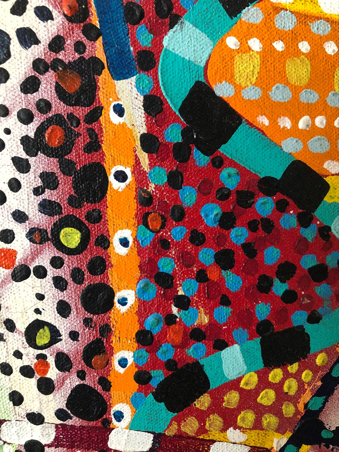 Original Oil on Canvas by Blondel - Aboriginal Style Dot Painting ...