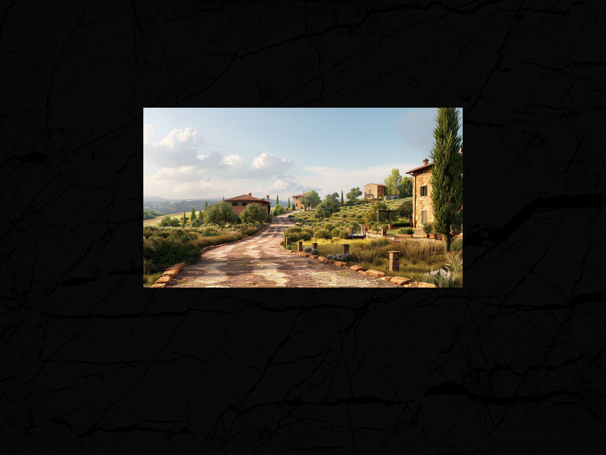 Tuscan Countryside Digital Wallpaper, Rustic Italian Landscape Art ...