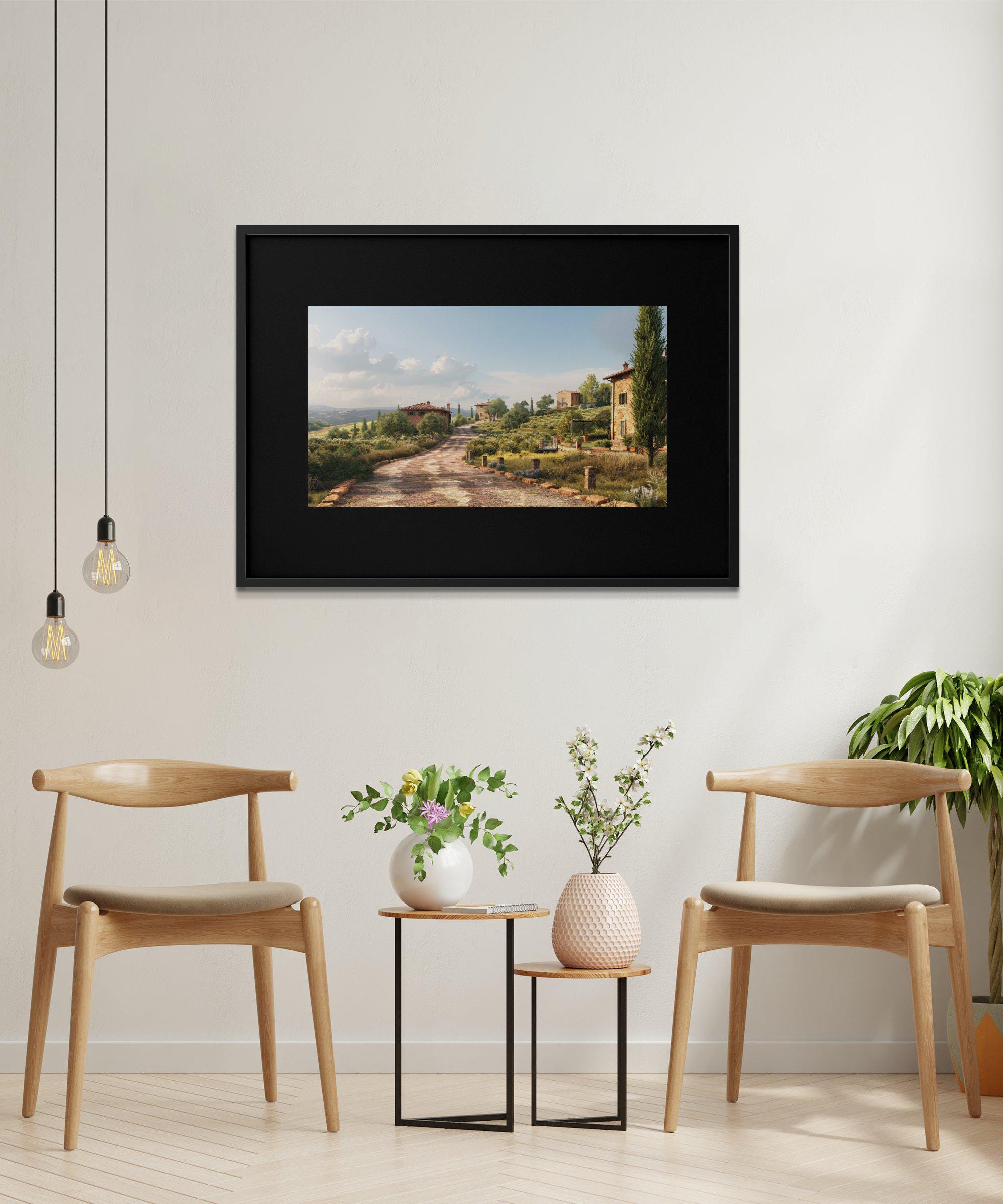 Tuscan Countryside Digital Wallpaper, Rustic Italian Landscape Art ...